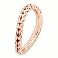 Prsten u obliku vala od poliranog srebra s ružičastom završnom obradom
