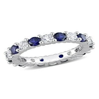 Plavi i bijeli safirni prsten od srebrnog srebra, izrađen od 3-karatne tvrtke.
