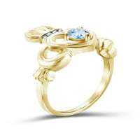 Nakit klub prsten s nebeskoplavim topazom nakit s kamenom rođenja-0. Karat nebesko plavi topaz 14k srebrni prsten pozlaćen-hipoalergenski