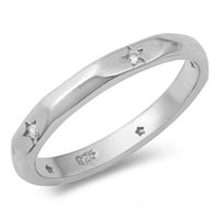 Visoko polirani prozirni prsten u obliku zvijezde. Prsten od sterling srebra, bijeli nakit, Ženska veličina 8