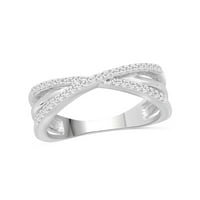Nakit klub 0. Prsten od čistog srebra u križnom uzorku-bijeli dijamantni prsten od 0 karata. Prsten od sterling srebra pravi je križni