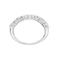 Dvoredni prsten za obljetnicu od srebrnog ševrona s karatnim moissanitom od Rose