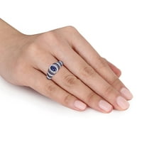 1 karatni Plavi safir bijeli Safir ženski prsten od srebrnog srebra