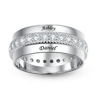 Personalizirana dva kruga s imitacijom dijamantnog dizajna 8 prsten od sterling srebra za žene s imenima