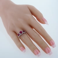 1. Rubin karatni okrugli prsten od čistog srebra