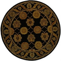 Tradicionalna vunena prostirka, Crna, okrugla 6' 6'
